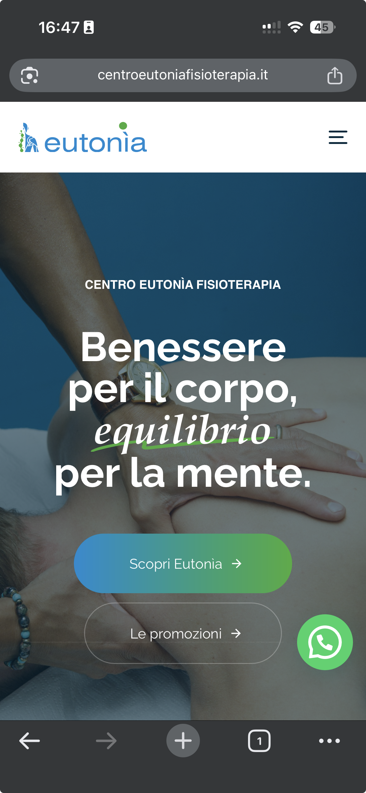Centro Eutonìa Fisioterapia mobile mockup