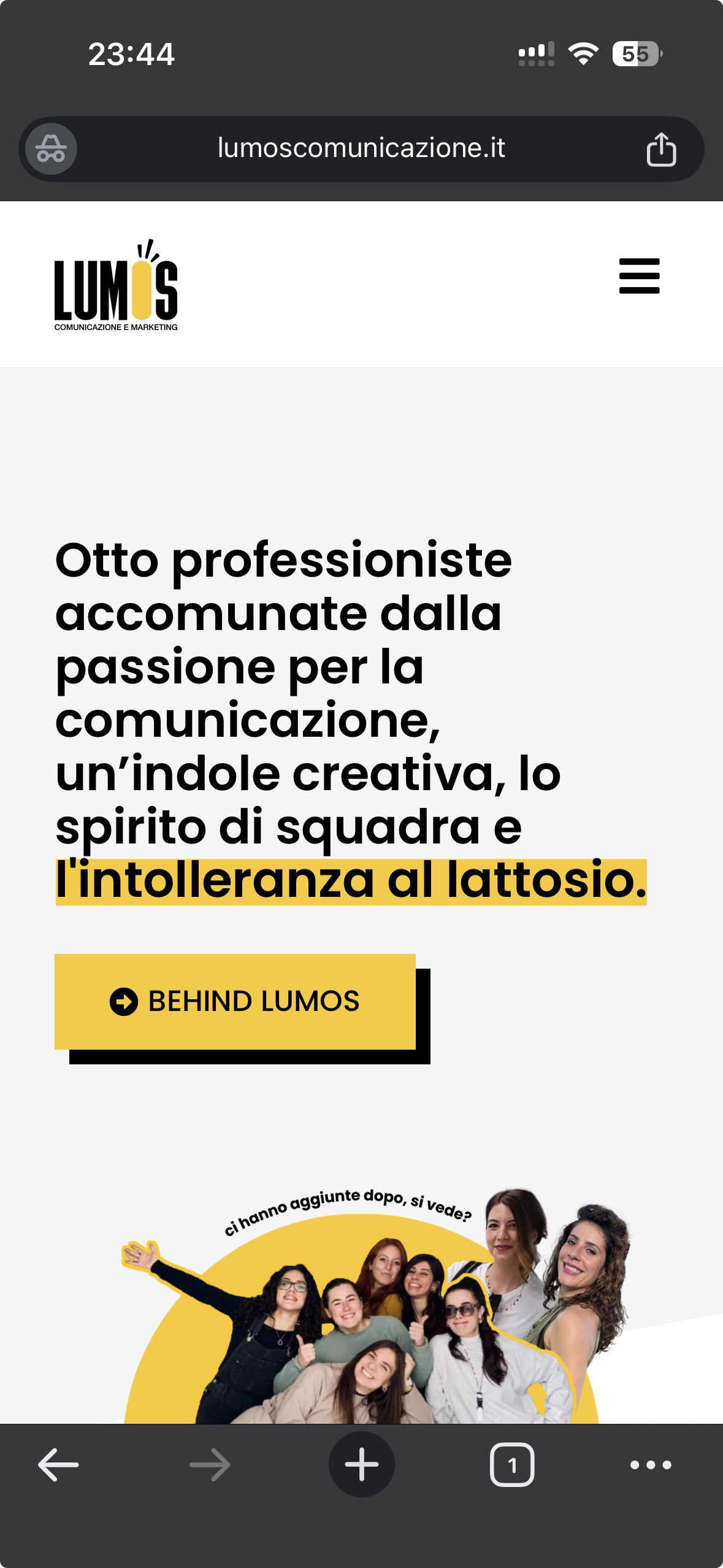 Lumos Comunicazione mobile mockup