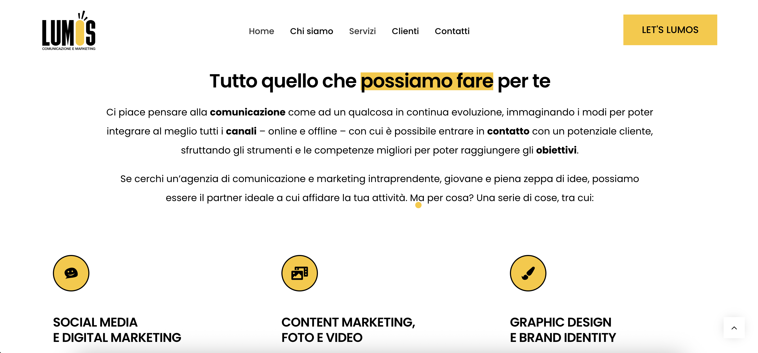 Pagina servizi – Lumos Comunicazione