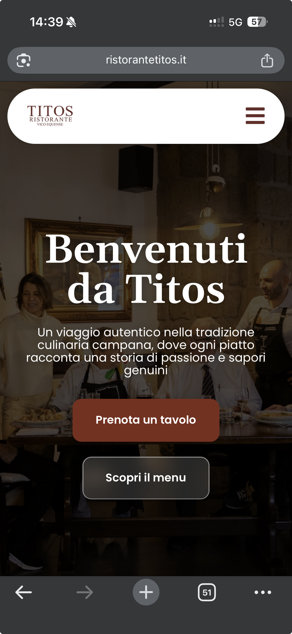 Ristorante Titos mobile mockup