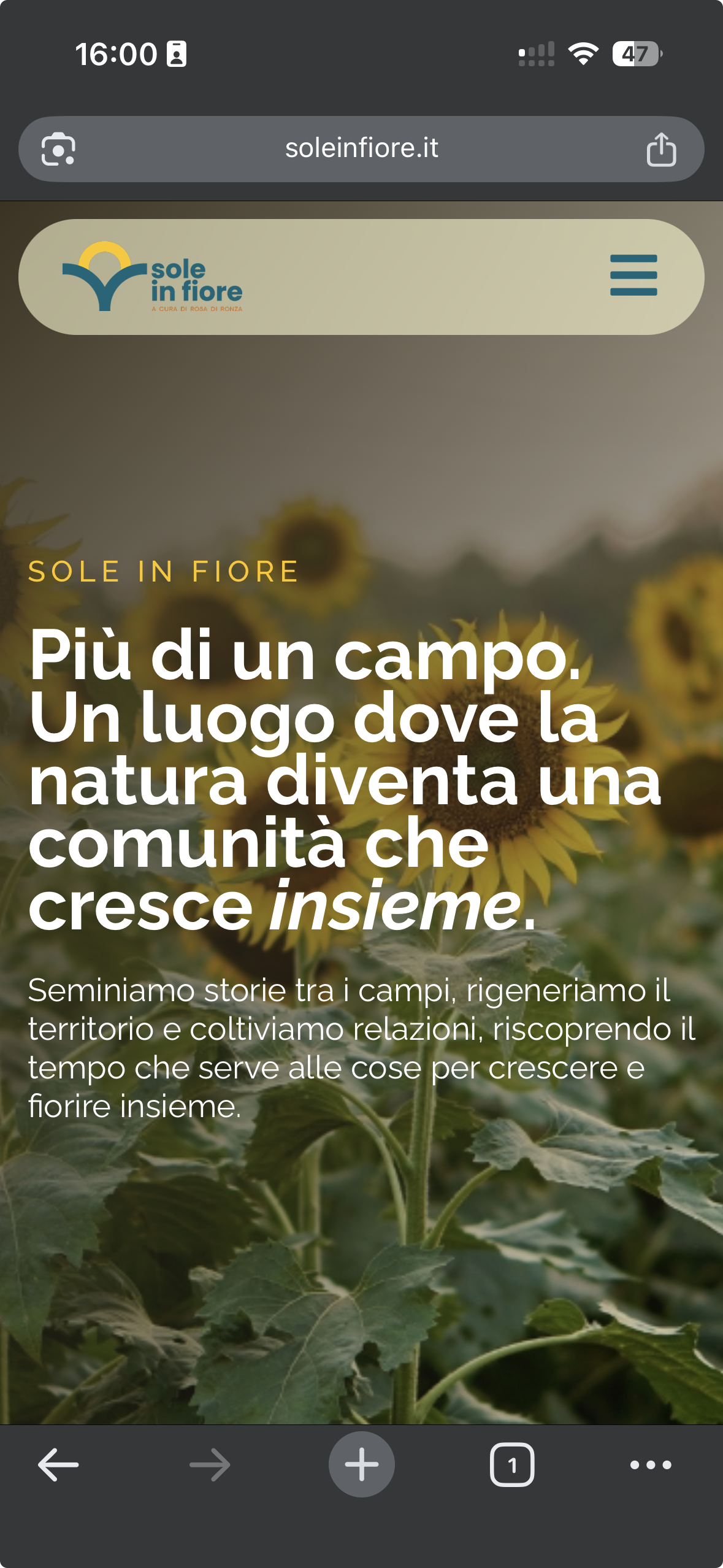 Sole in Fiore mobile mockup